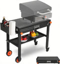 Portable Outdoor Grill Table, Folding Grill Cart Solid and Sturdy, Griddle Stand Large Space, Blackstone Table with Paper Towel Holder, Grill Stand for Blackstone Griddle,Grills etc