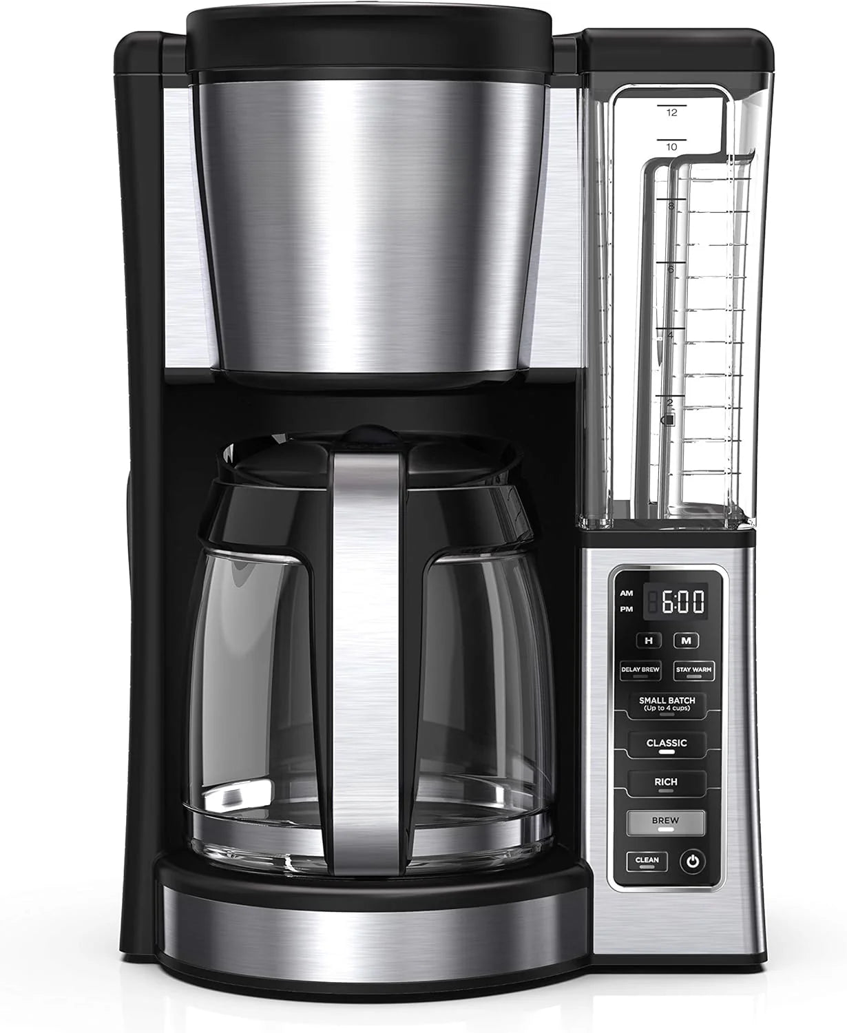 12-Cup Programmable Coffee Brewer, 2 Brew Styles, Adjustable Warm Plate, 60oz Water Reservoir, Delay Brew - Black/Stainless Steel