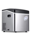 Portable Ice Maker 50 lb. Daily, 12 Cubes in Under 7 Minutes - Compact Countertop Design - 3 Size Bullet Shaped Ice - for Kitchen/Office/RV/Bar - Stainless Steel