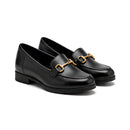 Women's Black Slip On Loafers with Classic Horsebit Detail