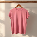 Women's Bright Pink Basic Cotton Crew Neck T-Shirt