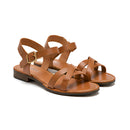 Women's Cognac Flat Sandals with Adjustable Strappy Ankle Design
