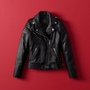 Women's Cropped Black Zip Front Biker Style Jacket