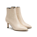 Women's Ivory Ankle Boots with Pointed Toe and Kitten Heel