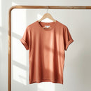Women's Soft Peach Solid Color Short Sleeve T-Shirt