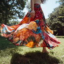 Women's Tropical Leaf Pattern Flared Maxi Skirt