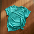 Women's Turquoise Casual Short Sleeve Cotton T-Shirt