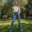 Women's Vintage Blue High Rise Flared Denim Trousers