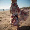 Women's Watercolor Garden Print Mid Length Skirt