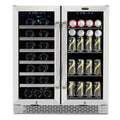 30?Built-in French Door Dual Zone 33 Bottle Wine Refrigerator 88 Can Beverage Center